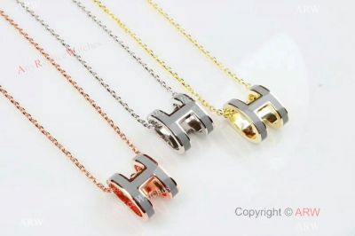 New Style Replica Hermes Clic H Pendant / Gray Enamel